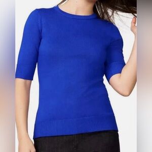 NWT Melissa Paige Women's Ribbed-Yoke Elbow-Sleeve Sweater
